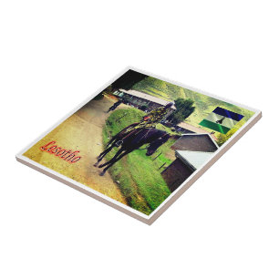 zLS003 LESOTHO, Basotho Blanket, Africa, Tile