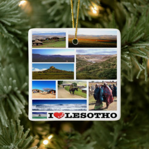 zLS013 LESOTHO I Love, Mosaic, Ceramic Ornament