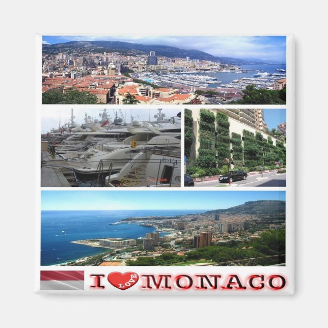 zMC035 MONACO collage "I Love", Fridge Magnet (Front)
