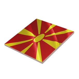 zMK002 NORTH MACEDONIAN waving FLAG Macedonia,  Tile