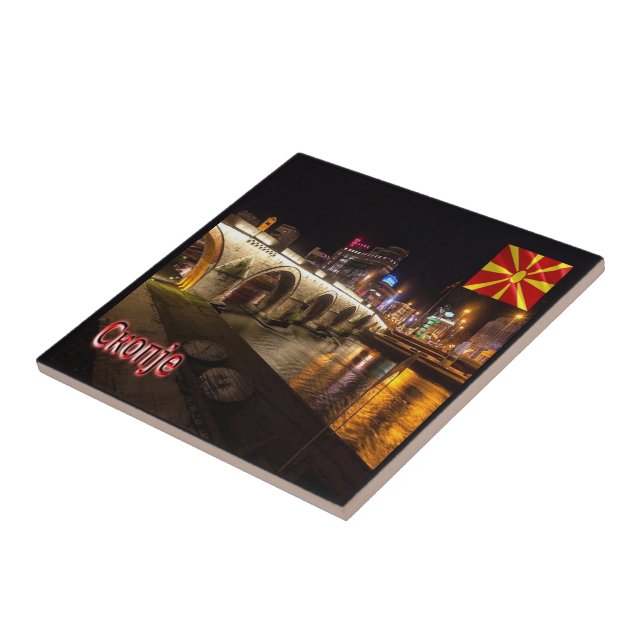 zMK006 SKOPJE bridge river Vardar, Tile (Side)