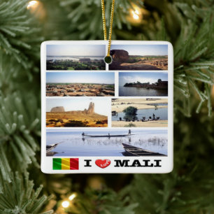 zML012 MALI I Love, Mosaic, Africa, Ceramic Ornament