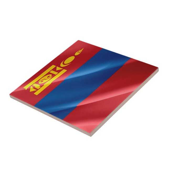 zMN002 waving Mongolian FLAG Mongolia,  Tile (Side)