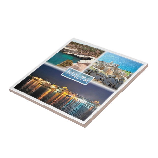 zMT003 PETER D POOL MNAJDRA BY NIGHT Malta, Tile (Side)