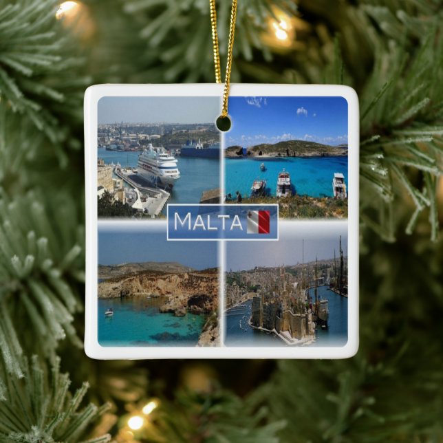 zMT005 THE BLUE LAGOON, Malta, Ceramic Ornament (Tree)