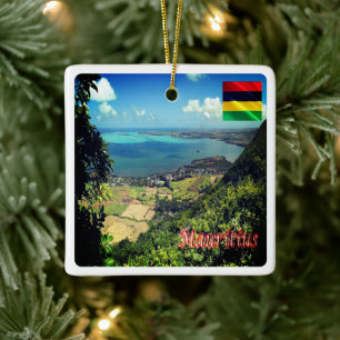 zMU006 MAURITIUS, Aerial View, Africa, Ceramic Ornament