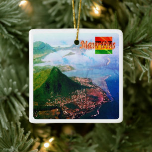 zMU007 MAURITIUS, Aerial View, Africa, Ceramic Ornament