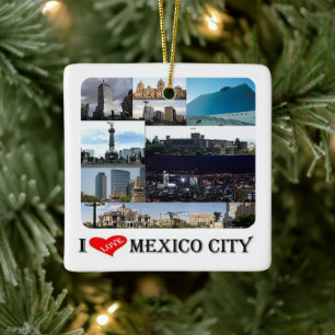 zMX008 mosaic of MEXICO CITY I Love, Ceramic Ornament