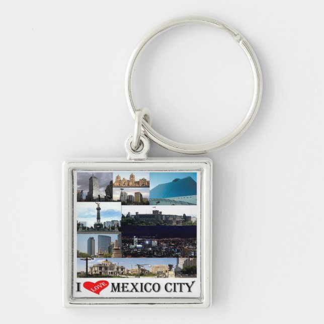 zMX008 mosaic of MEXICO CITY I Love, Keychain (Front)