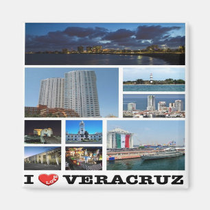zMX021 VERACRUZ I Love, Mosaic, Mexico, Fridge Magnet