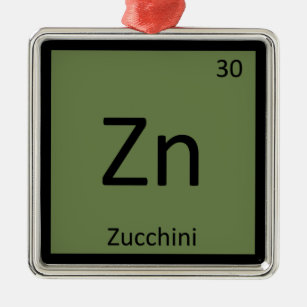 Zn - Zucchini Vegetable Chemistry Periodic Table Metal Ornament