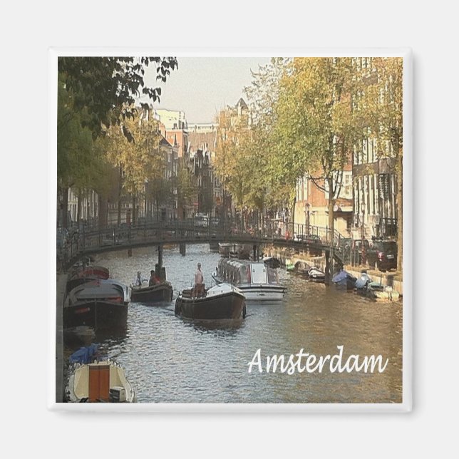 zNL017 AMSTERDAM navigable canal, Fridge Magnet (Front)