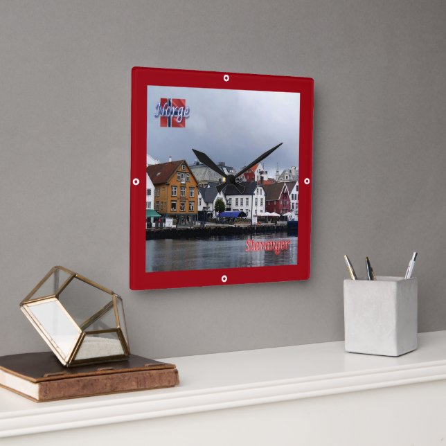 zNO010 STAVANGER, Norway, Europe, Square Wall Clock (Office)