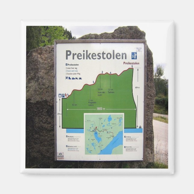 zNO098 PREIKESTOLEN TRAIL MAP Lysefjorden, Norway, Magnet (Front)