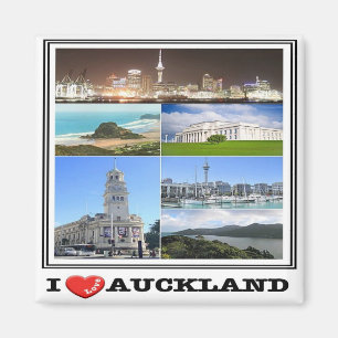 zNZ014 AUCKLAND I Love, Mosaic,NEW ZEALAND, Fridge Magnet