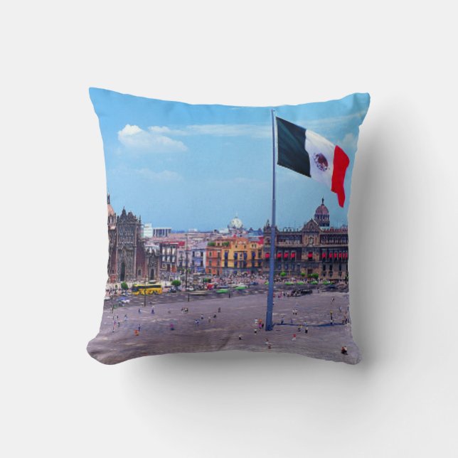 Zocalo, Mexico City, Mexico Throw Pillow (Front)