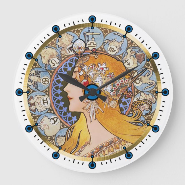 Zodac Art Nouveau Clock by Alphonse Mucha (Front)
