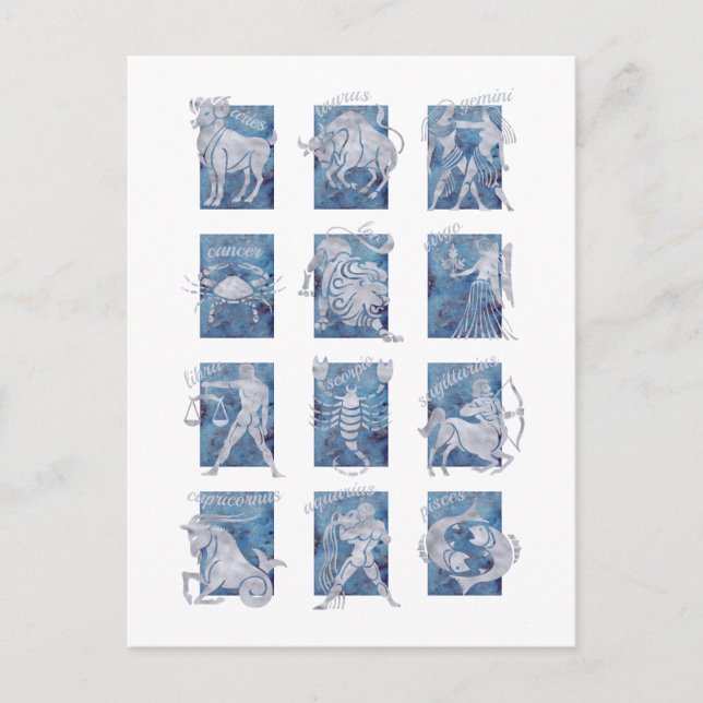 Zodiac 12 Star Signs Postcard (Front)