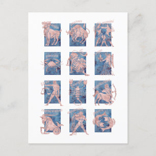 Zodiac 12 Star Signs Postcard