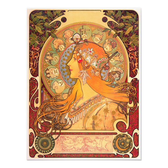Zodiac, 1896 by Alphonse Mucha Photo Print (Front)