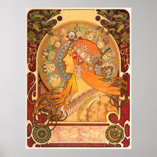Zodiac, 1896 by Alphonse Mucha Poster