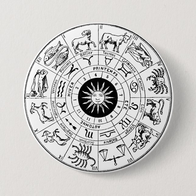 Zodiac 3 Inch Round Button (Front)