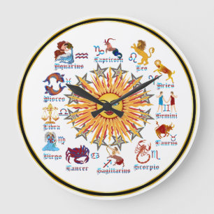Zodiac 6 Colours Large Clock