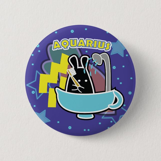 ZODIAC - AQUARIUS 2 INCH ROUND BUTTON (Front)