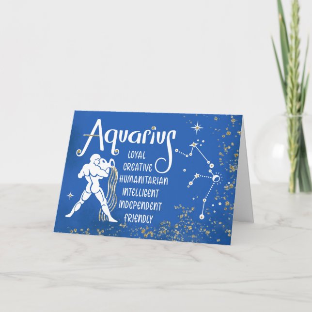 Zodiac Aquarius Birthdays With Sign Constellation Card (Front)