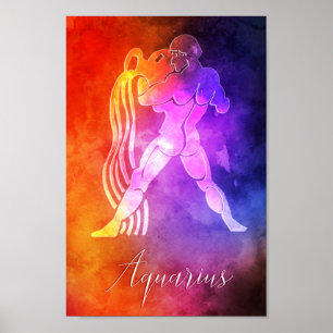 Zodiac : Aquarius Colourful Candy Colours Poster