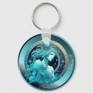 Zodiac Aquarius  Customize Personal  Keychain