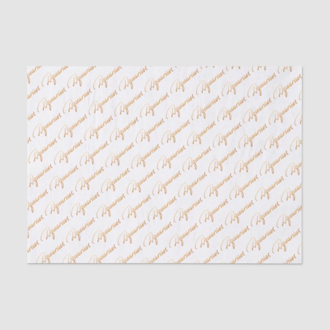Zodiac "Aquarius" Gold Script Tissue Paper (Front)