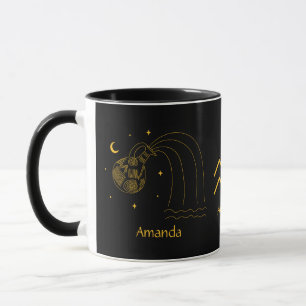 Zodiac Aquarius - Golden Yellow Customizable Mug