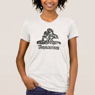 Zodiac Aquarius medieval woodcut design burnout T T-Shirt