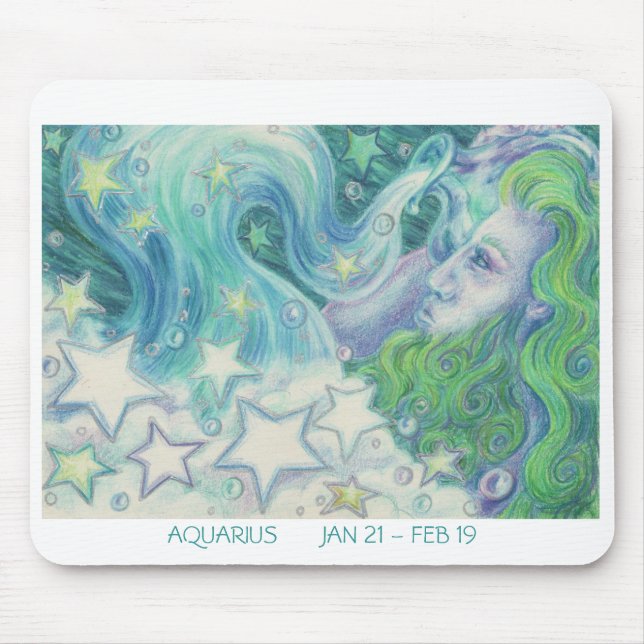 Zodiac Aquarius mousepad white border (Front)