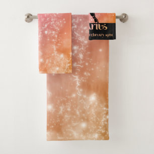 Zodiac : Aquarius Pink & Peach Space Design Bath Towel Set