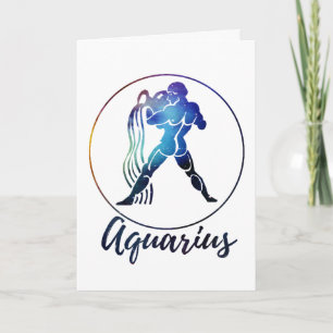 Zodiac : Aquarius Space Rainbow Circle Design Card