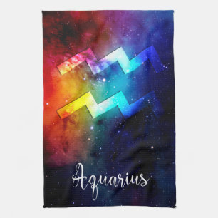 Zodiac : Aquarius Space Rainbow Kitchen Towel