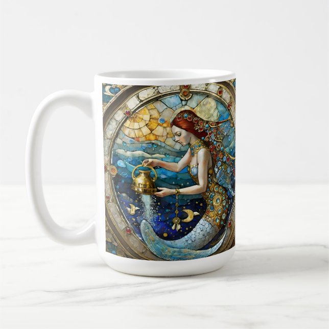 Zodiac - Aquarius The Water Bearer Mermaid Coffee Mug (Left)