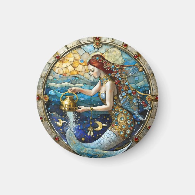 Zodiac - Aquarius The Water Bearer Mermaid Magnet (Front)