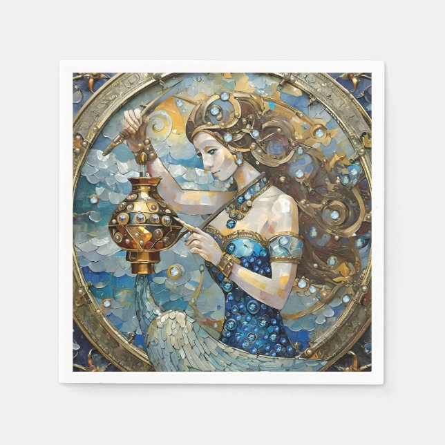 Zodiac - Aquarius The Water Bearer Napkin (Front)