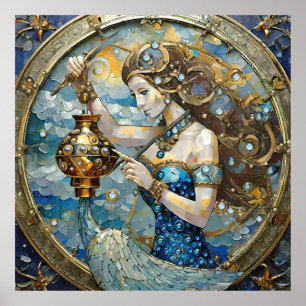 Zodiac - Aquarius The Water Bearer Poster