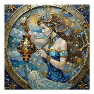 Zodiac - Aquarius The Water Bearer Poster