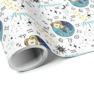 Zodiac Aquarius Wrapping Paper