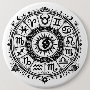 Zodiac Arcana — The Twelve Signs by BurnsInHell 6 Inch Round Button