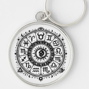 Zodiac Arcana — The Twelve Signs by BurnsInHell Keychain
