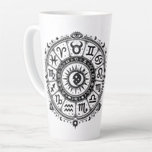 Zodiac Arcana — The Twelve Signs by BurnsInHell Latte Mug