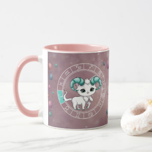 Zodiac Aries Cute Cat Wheel Planet Astrology Mug