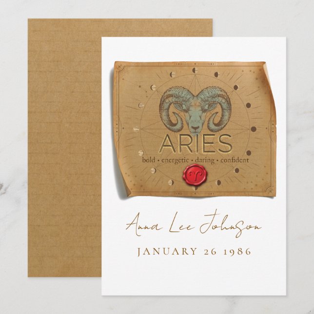 ZODIAC - Aries - Personalized Birthday Card (Front/Back)