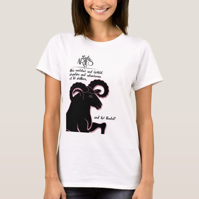 Zodiac Aries Ram with Traits for Her T-Shirt (Front)